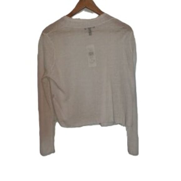 Eileen Fisher Organic Linen Cotton Airy Tuck Cropped White Cardigan Size SP - Picture 8 of 8